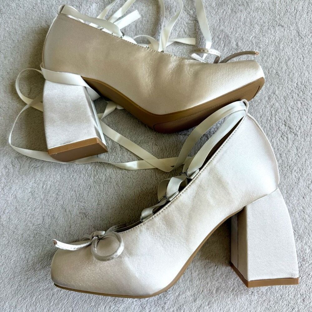 NWOT Cider Ballet Satin Bow Mary Jane Heels size 36 US6 - Picture 10 of 16